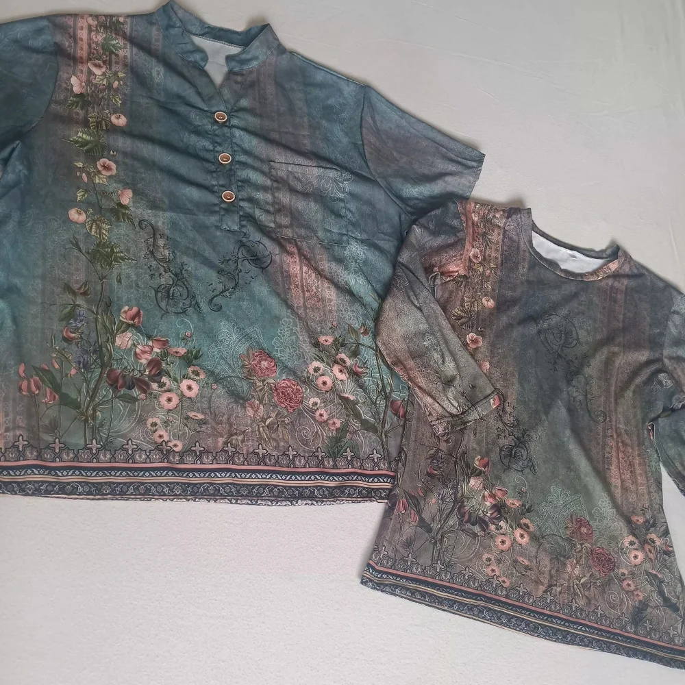 Matching Shirt Set- Women Sz M Men Sz XXL Floral Print